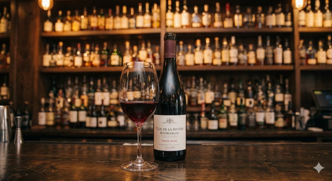 Glass of wine being poured at the bar