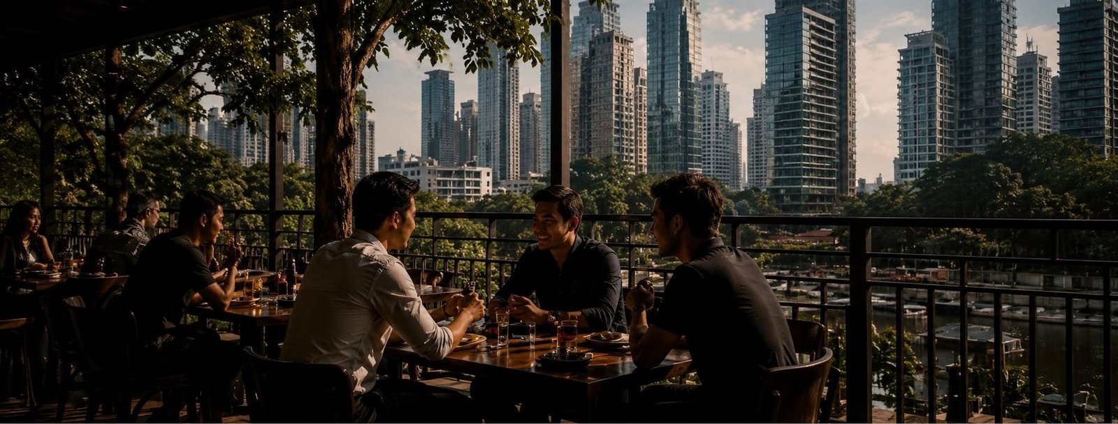 People dining and drinking around Kuningan