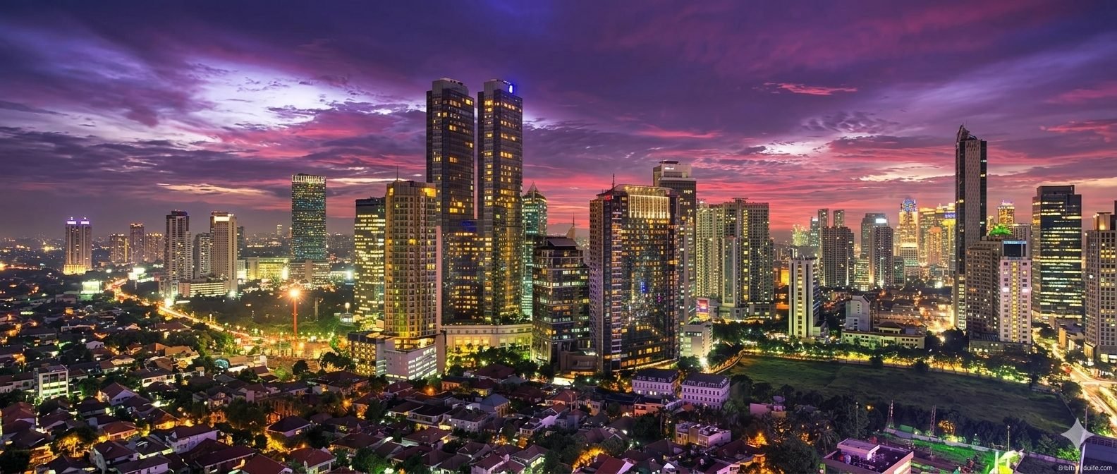 Mega Kuningan skyline at dusk