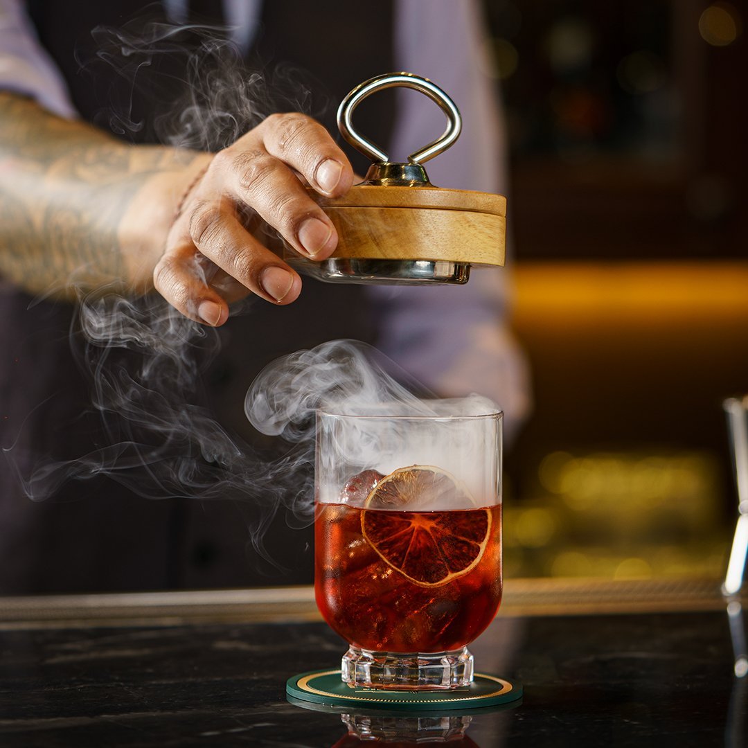 Cocktail being poured at The Bank Bar and Burgers